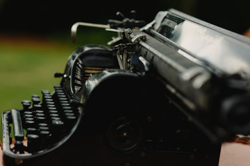 Fototapeta na wymiar Black antique typewriter.