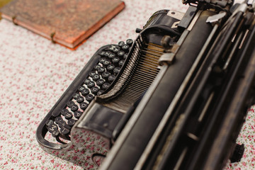 Black antique typewriter.