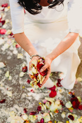 Woman's hands holding rose petals
