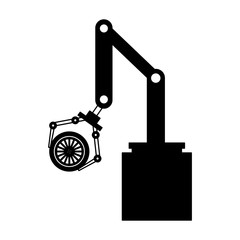 robot arm for automotive engineering with car wheel