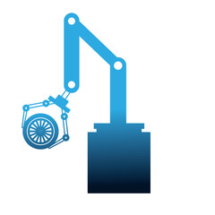 robot arm for automotive engineering with car wheel