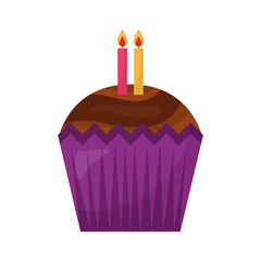 sweet cupcake with candles isolated icon