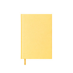 Isolated yellow book notebook planner bright soft sunny color with bookmark on white background