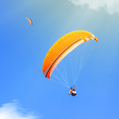 Sport paragliding duet extreme fly two