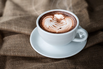 Cup of coffee with beautiful latte art