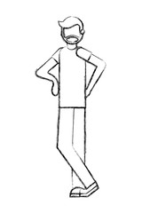 beard man cartoon figure male vector illustration hand drawing