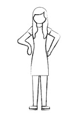 woman character cartoon figure female vector illustration hand drawing