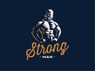 A vintage strong man with a mustache.