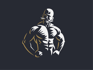 A vintage strong man with a mustache.