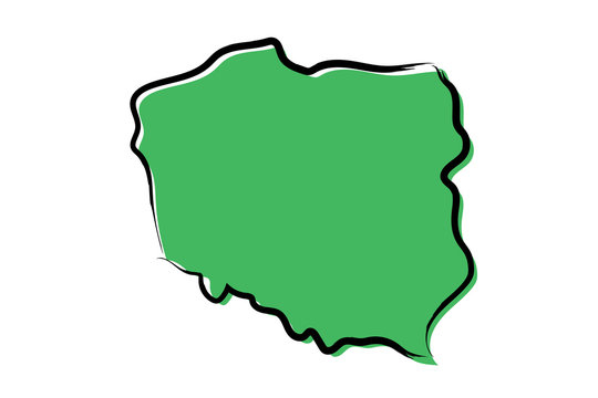 Fototapeta Stylized green sketch map of Poland