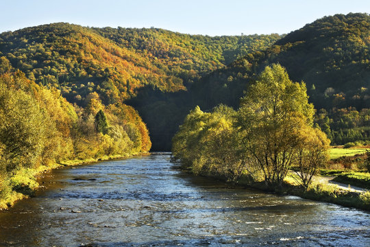 Solinka river near Terka village. Subcarpathian voivodeship. Poland