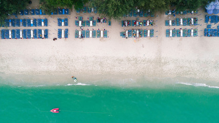 Fototapeta na wymiar Aerial view sea beach for summer or holiday concept background.