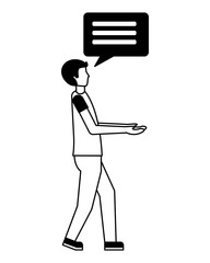 man character speech bubble message vector illustration