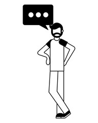 man character speech bubble message vector illustration