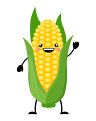 Kawaii  cartoon corn vector illustration isolated on white backg