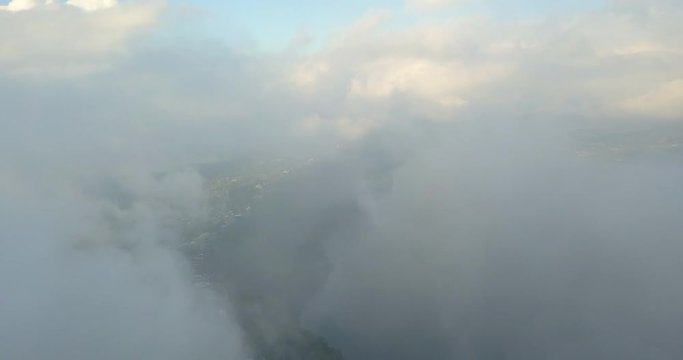 Aerial,cloudy weather at North Bali island,Twin Lake area,Indonesia 