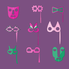 Set of Flat Style Masks with Outlines