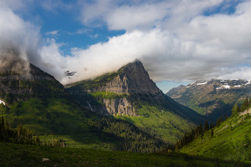 Fototapeta na wymiar Glacier National Park Day time with clouds