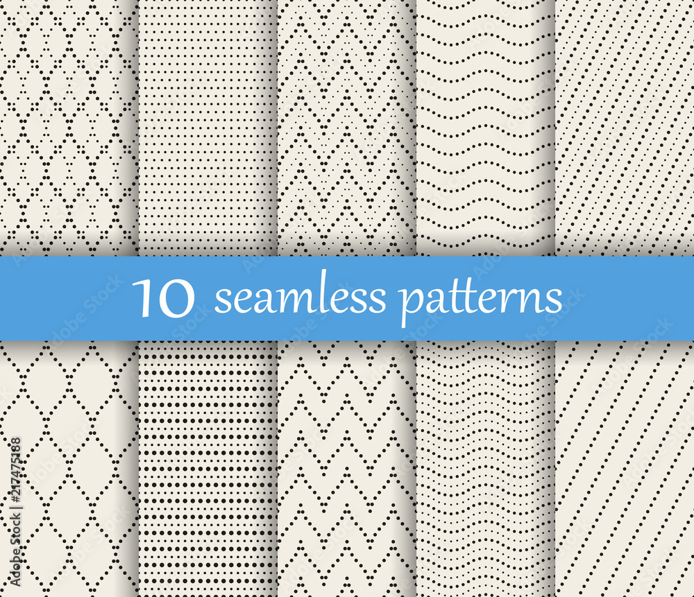 Fototapete set of ten vector dotted patterns. patterns added to the swatches panel