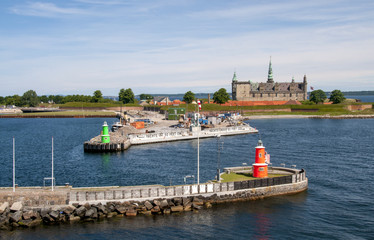 Helsingor harbour with the Castle of Elsinore