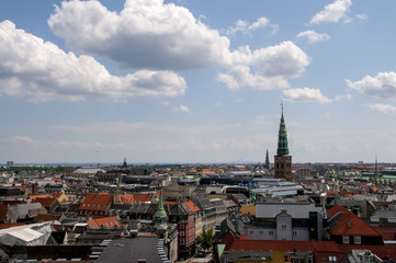 Fototapeta premium View over Copenhagen rooftops towards the Oresund Bridge