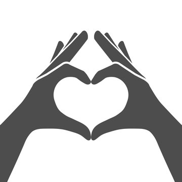 Heart symbol made of hands