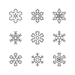 Set line icons of snowflake