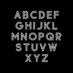 Vector alphabet set. Modern double line font