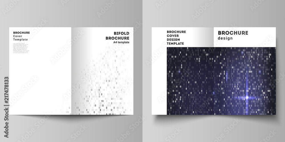 Wall mural vector layout of two a4 format modern cover mockups design templates for bifold brochure, flyer, boo