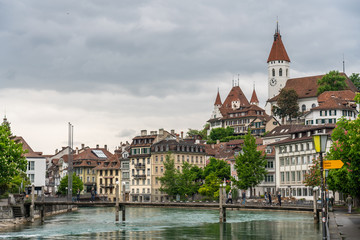 Fototapeta premium Switzerland, Thun city rooftops