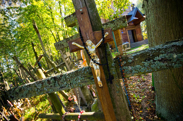 Sanctuary and graveyard on Garbarka Mountain, Poland