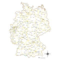 Map of Germany with roads and road numbers