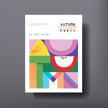 Autumn template design for Brochure, Poster, Cover, Flyer, Layout. Concept fall illustration for party, event, celebration in vector