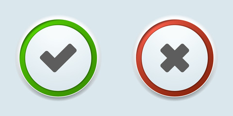 Obraz premium checkmark OK and X buttons illustration
