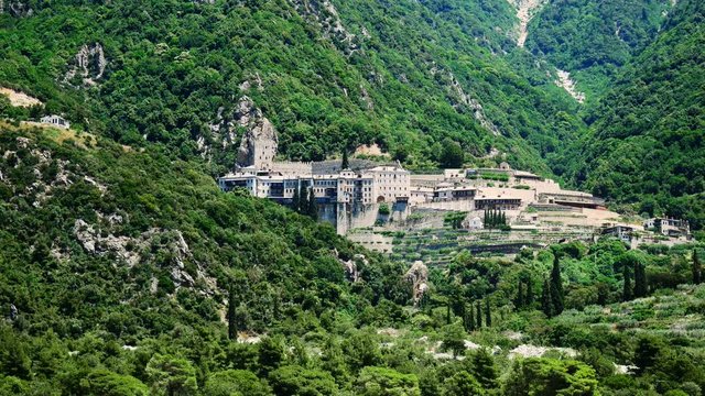 View of the Monastery on Mount Athos, Greece