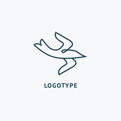 Fototapeta premium Bird silhouette logo. Vector abstract minimalistic illustration flying fowl. Pigeon icon.