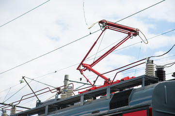 Obraz premium Red train in modern railway