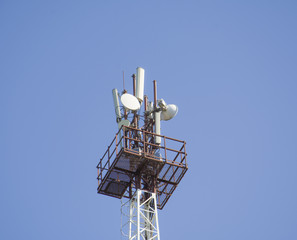 Telecommunications equipment - directional mobile phone antenna dishes.