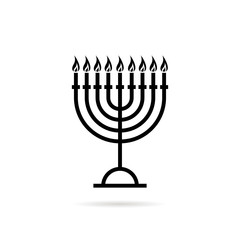 thin line hanukkah candles black icon