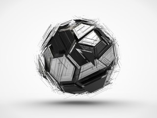 The image of black polyhedron, the explosion of the body of the national Assembly a number of metal...