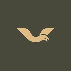 Obraz premium Bird silhouette logo. Vector abstract minimalistic illustration flying fowl. Pigeon icon.