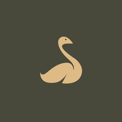 Bird silhouette logo. Vector abstract minimalistic illustration flying fowl.
