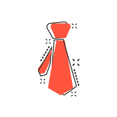 Vector cartoon tie icon in comic style. Necktie sign illustration pictogram. Tie business splash effect concept.