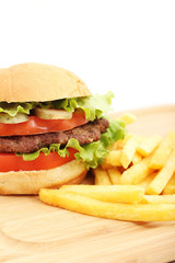 fresh burger on white background