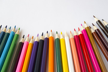 Fototapeta premium Color pencils isolated on white background.Close up.