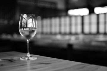 Black and White - Glass of Chilled Wine
