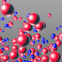 red and blue three-dimensional spheres. abstract background. 3D rendering