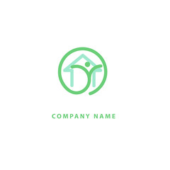 Abstract real estate agent logo icon vector design. Rent, sale of real estate vector logo, House cleaning, home security. Vector man and house logo concept.