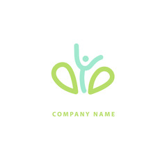 Abstract nature logo icon vector design. Healthy eco food, ecology, spa, business, diet , yoga, Environment day vector logo. Editable Design. Happy people with leaf logo. Fitness, sport web icon.