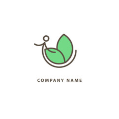 Abstract nature logo icon vector design. Healthy eco food, ecology, spa, business, diet , yoga, Environment day vector logo. Editable Design. Happy people with leaf logo. Fitness, sport web icon.